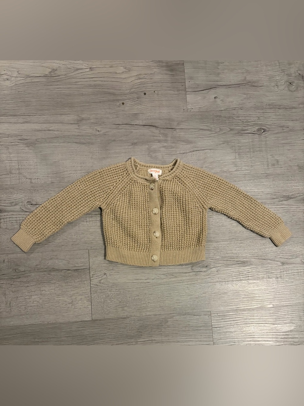 Cat & Jack Tan Button-Front Knit Cardigan